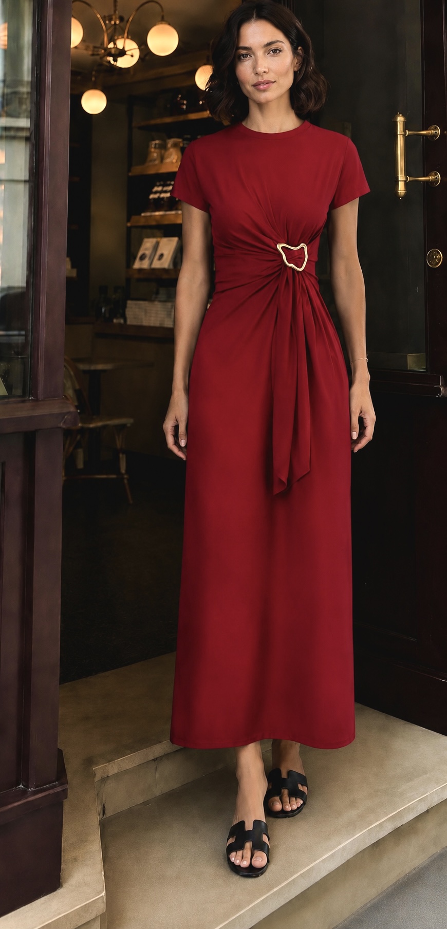 Robe boucle demi manche — Burgundy
