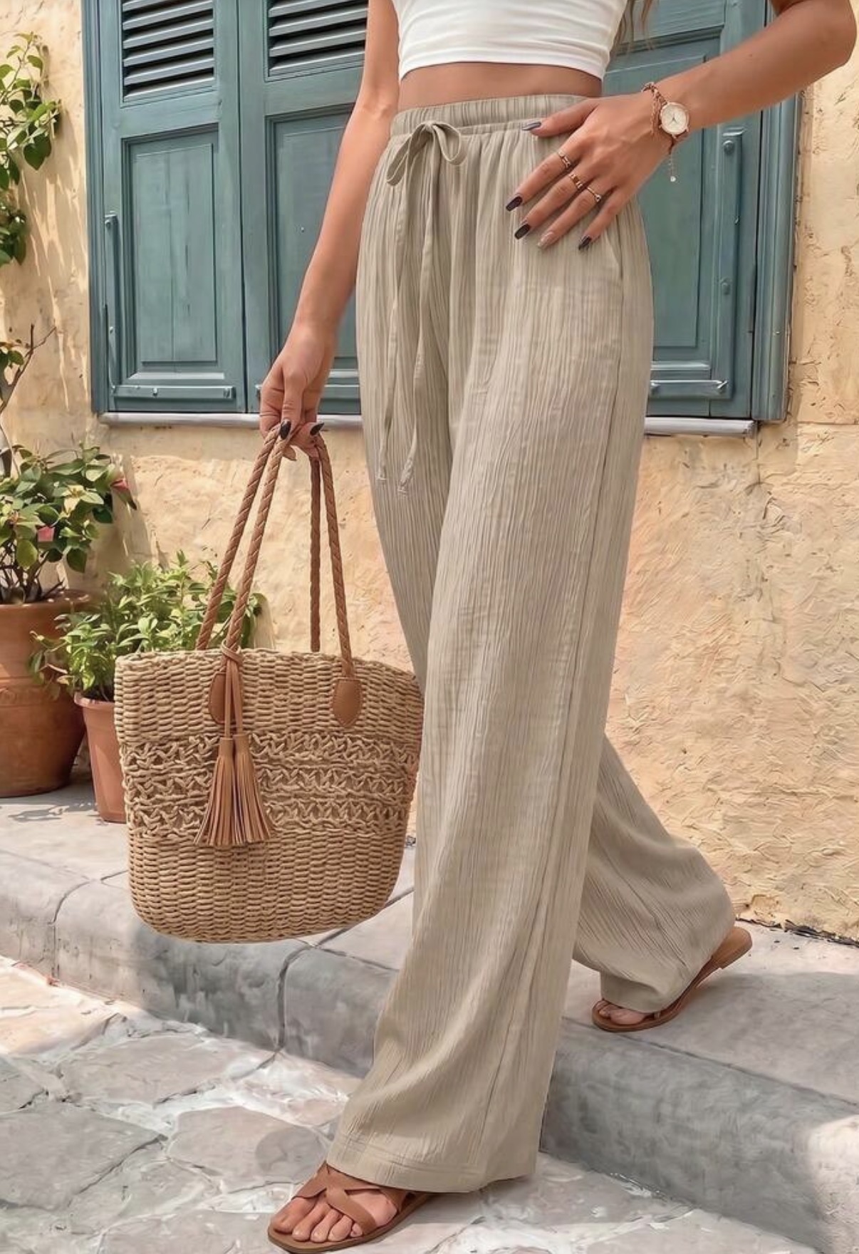linen wide leg pant
