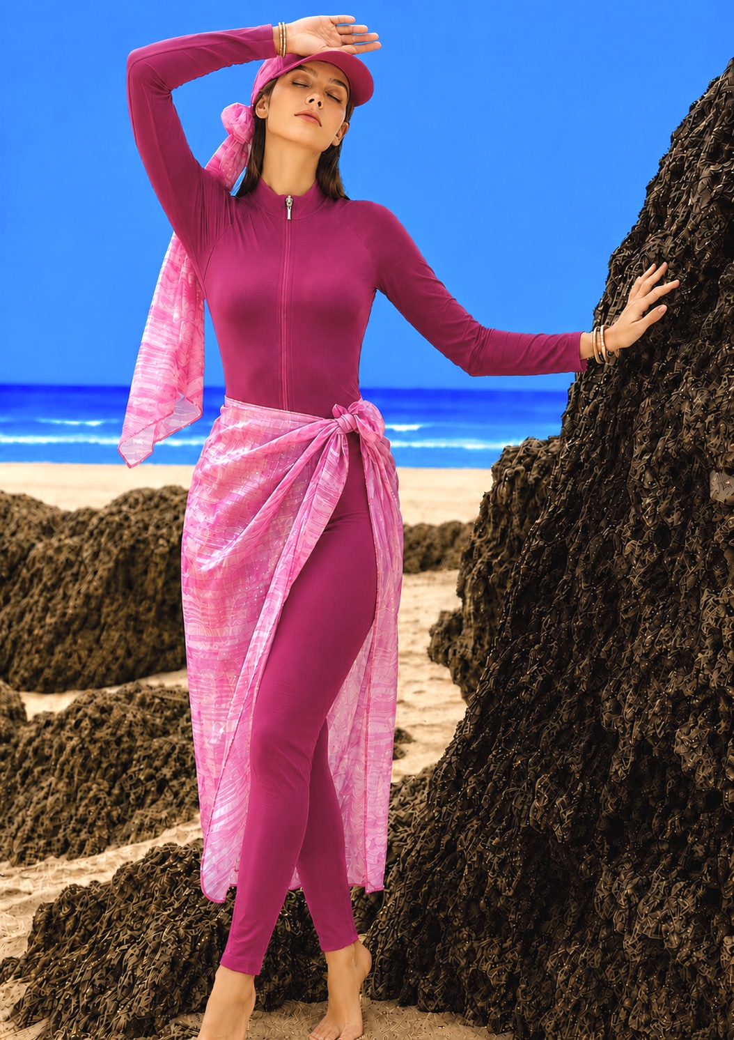 Burkini 3PCS cache Mousseline