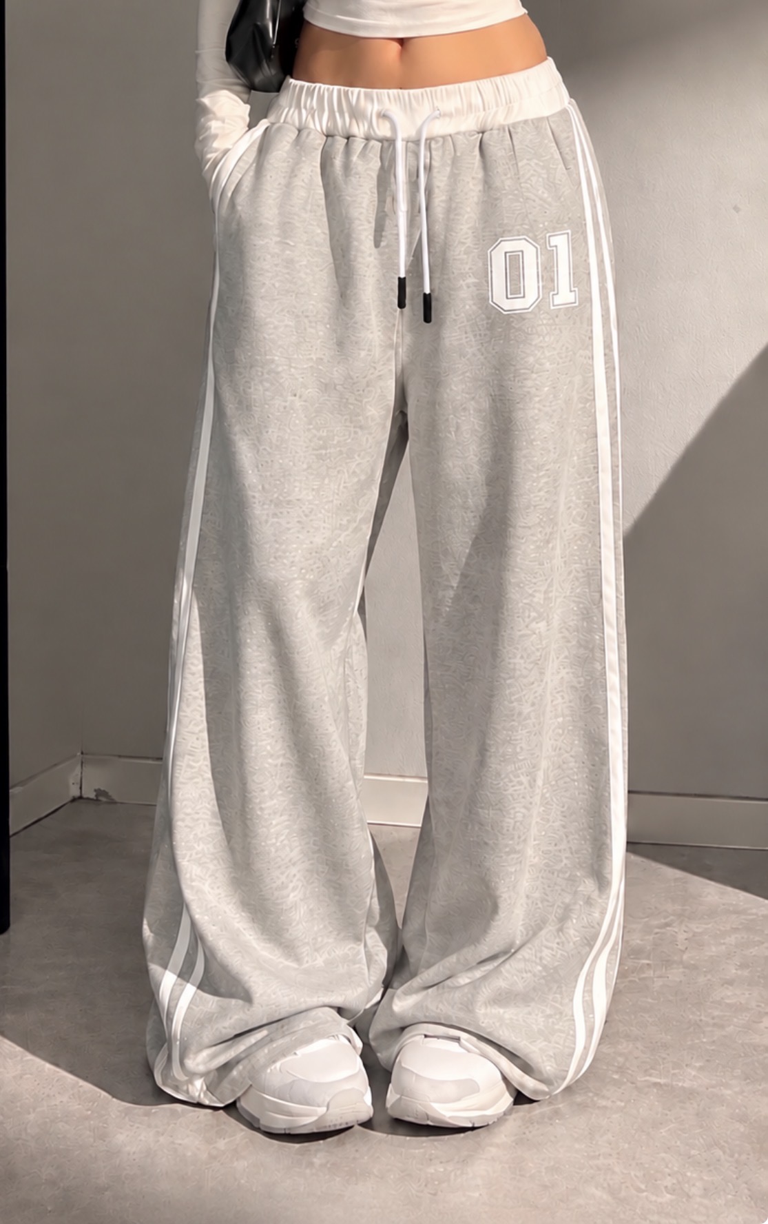 PANTALON BAGGY WIDE LEG MOLLETONNE - 01