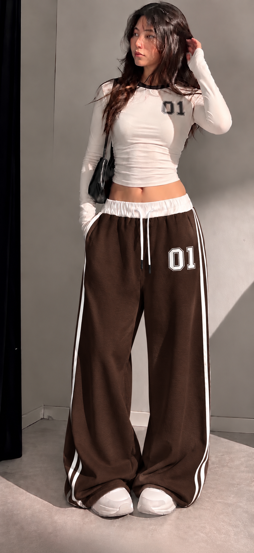 PANTALON BAGGY WIDE LEG MOLLETONNE - 01