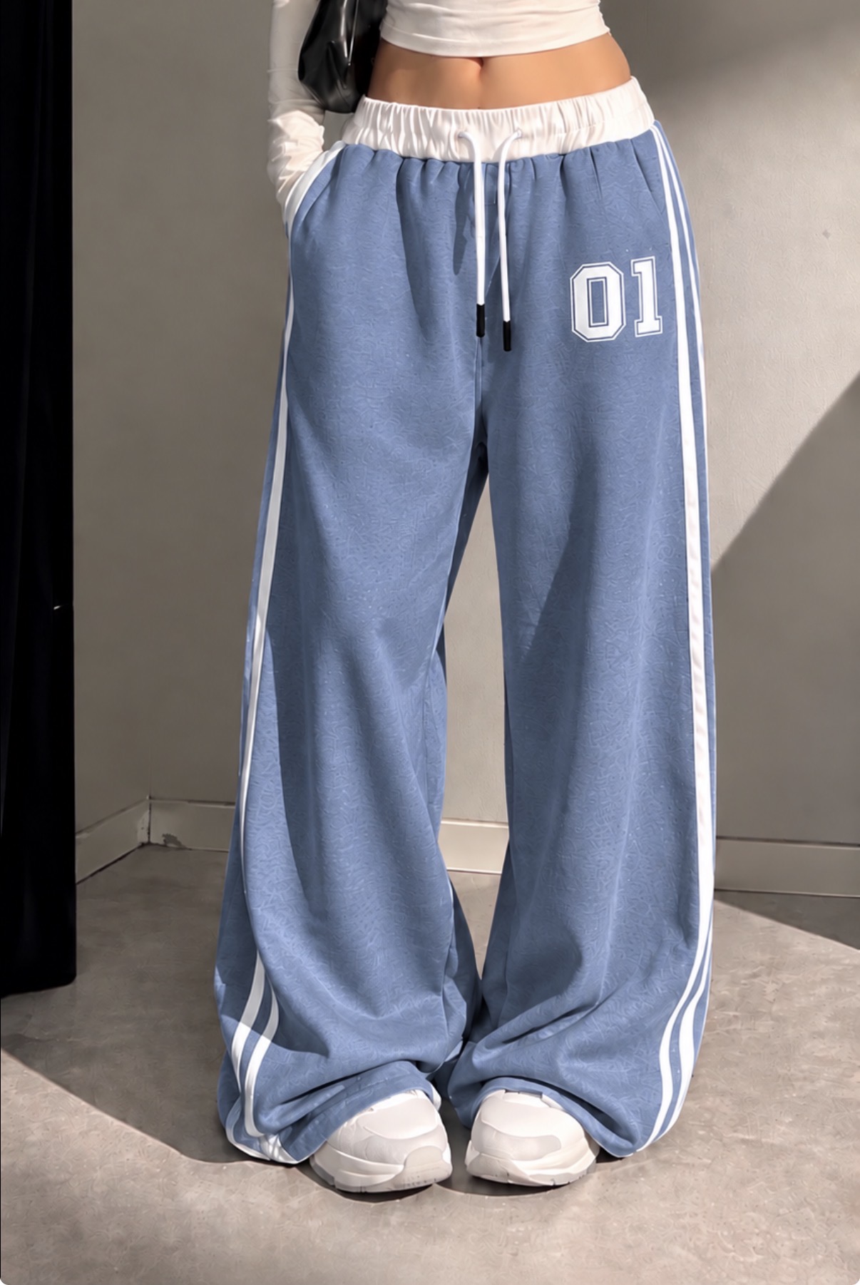 PANTALON BAGGY WIDE LEG MOLLETONNE - 01